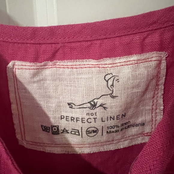 notPERFECTLINEN Sarah button slip dress in Magenta - Picture 3 of 3